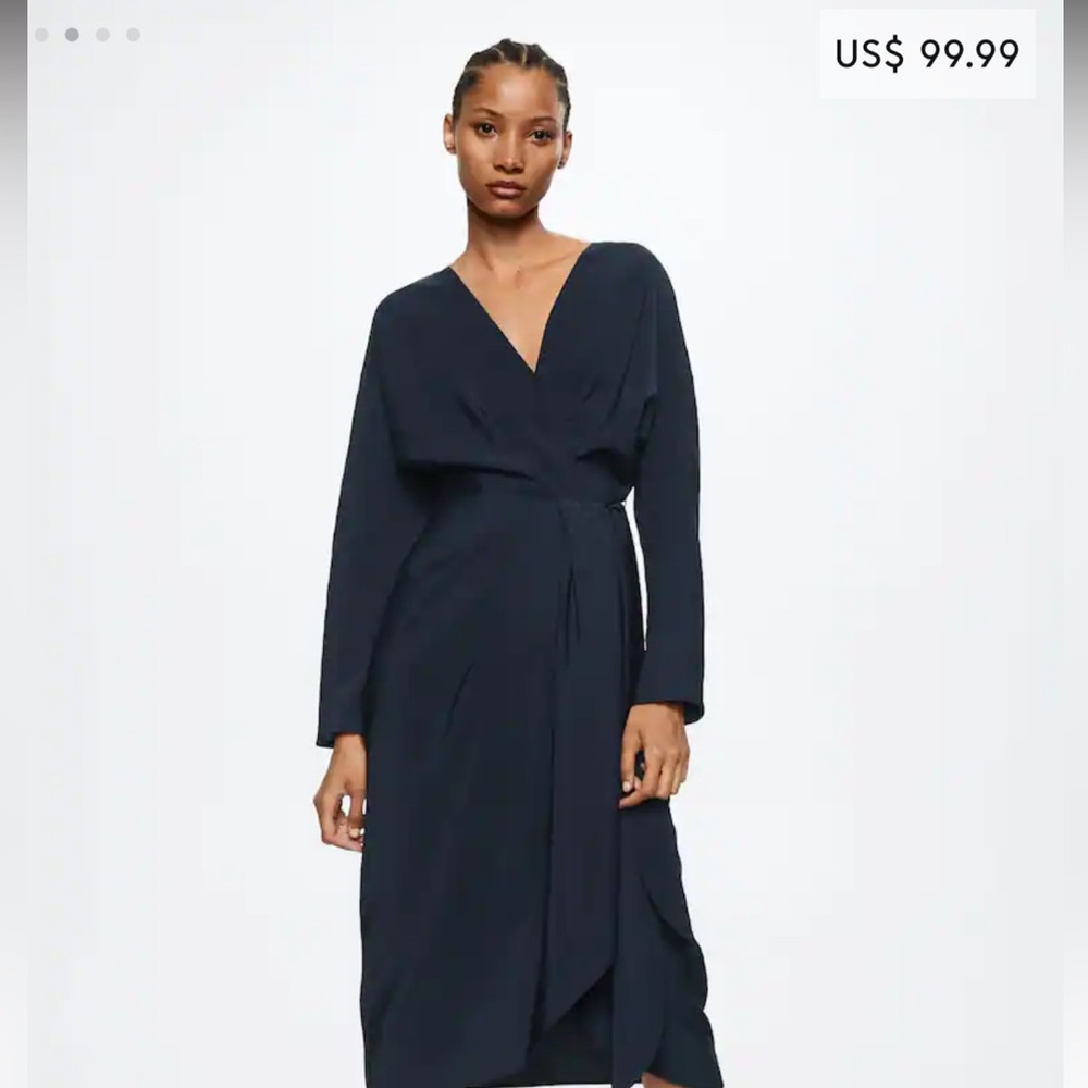 Mango Wrapped Midi Dress Sz 8